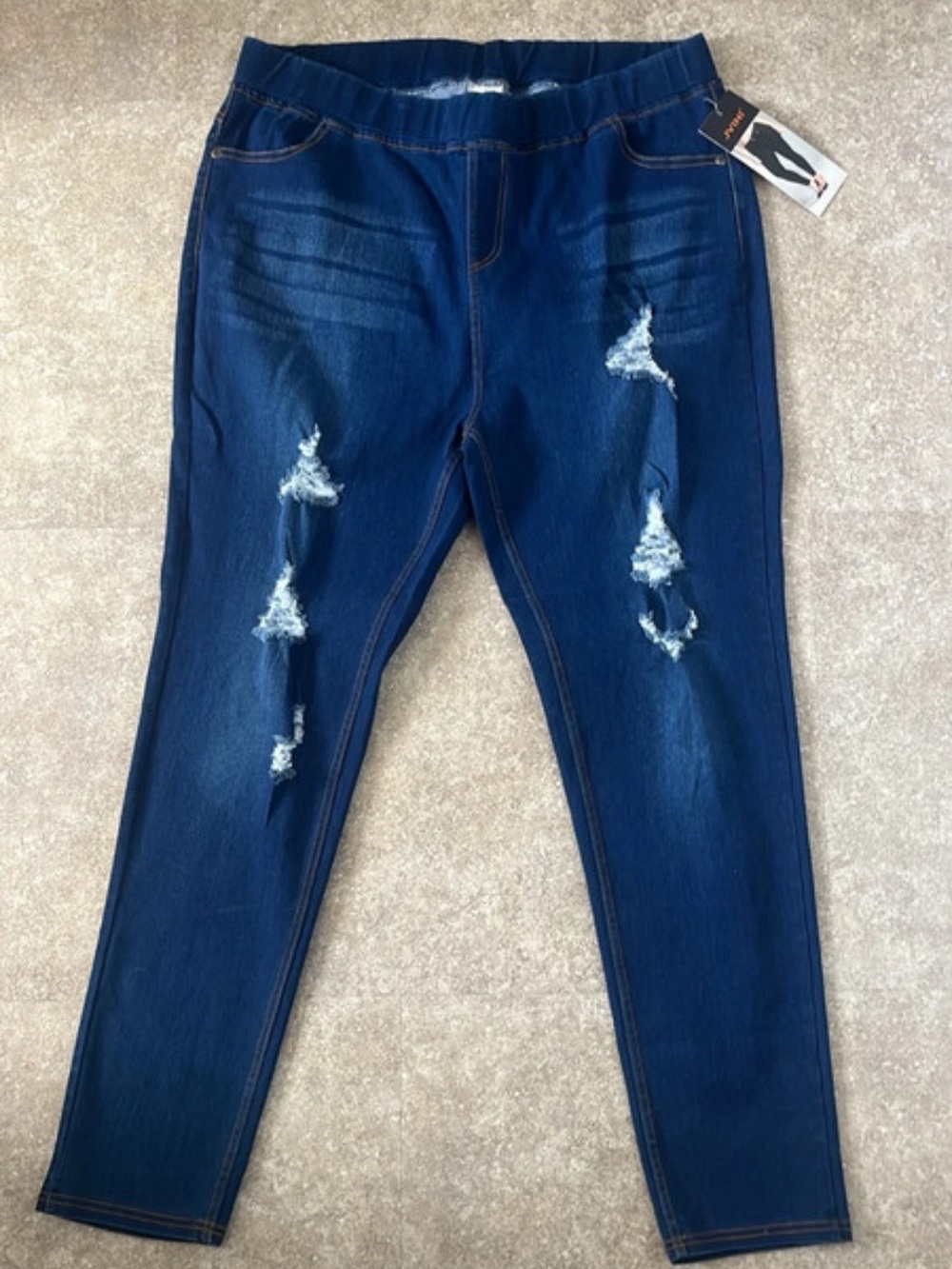 Dark Blue Distressed Women’s Plus size Stretch Jeans